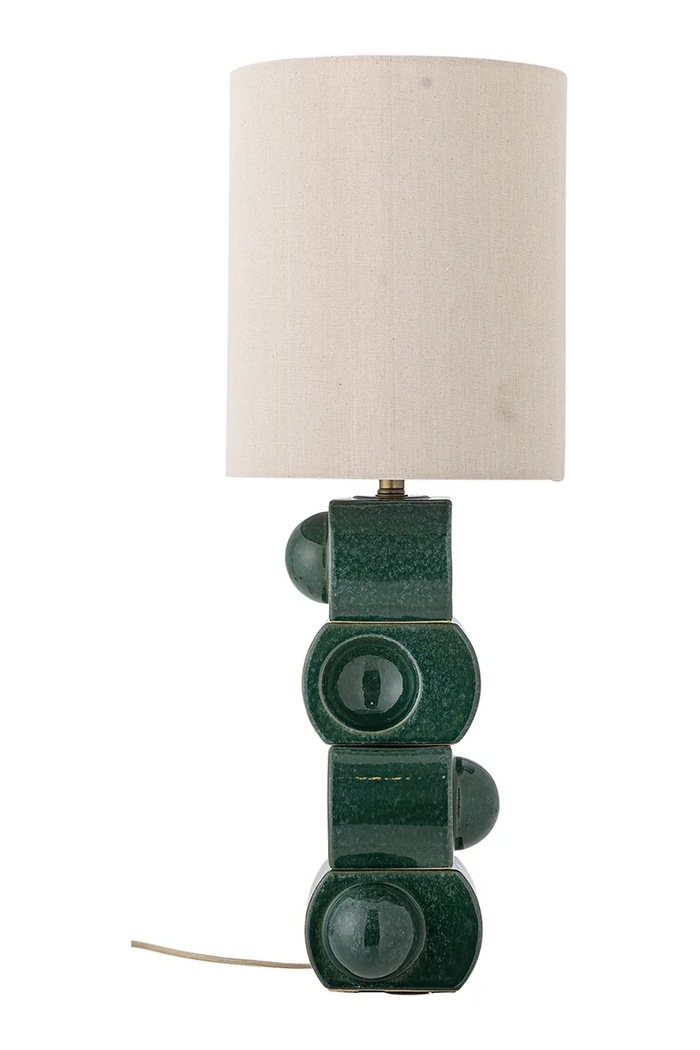 Bloomingville Lampa stołowa z kamionki 25 x 53 cm 82069560 czarny AA00
