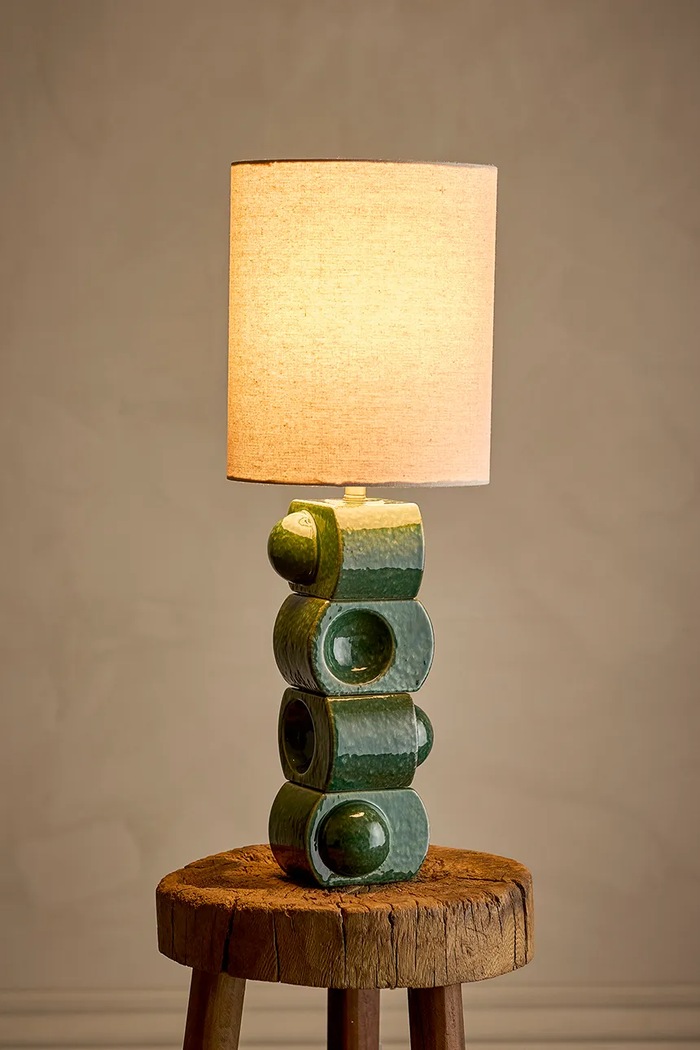 Lampa stołowa z kamionki 25 x 68 cm Bloomingville 82063501 zielony