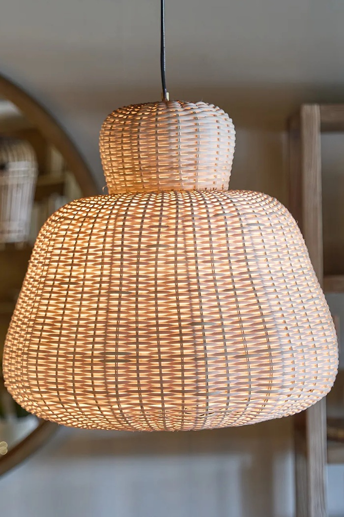 Riviera Maison Lampa wisząca z rattanu 55 x 48 cm 594240. beżowy AA00