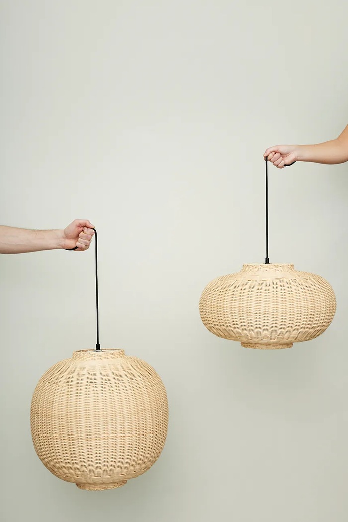 Salon i sypialnia Hübsch lampa ścienna z rattanu 45 x 27 cm 991529 beżowy