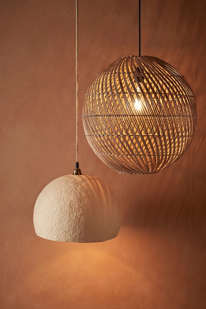 Madam Stoltz lampa wisząca z rattanu 45 cm MKNV23715 brązowy AA00