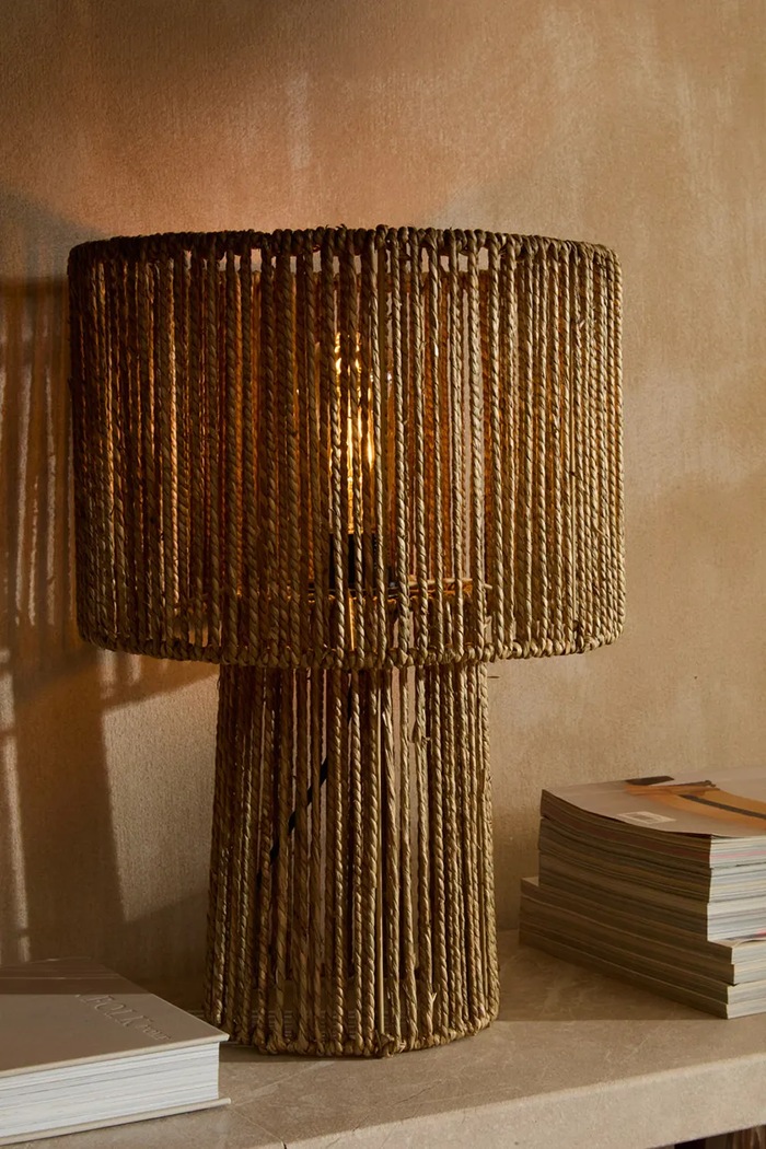 Calma House lampa stołowa z trawy morskiej 46 x 30 cm FARL4630NAT brązowy AA00