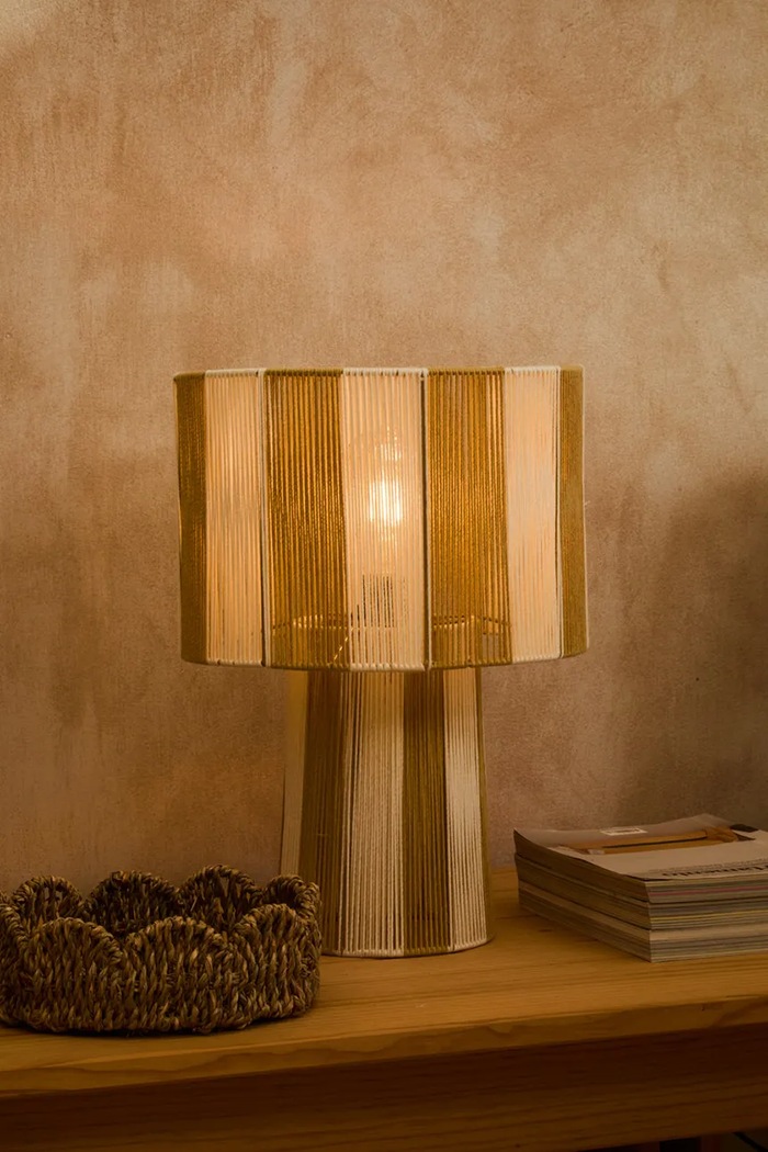 Calma House lampa stołowa bawełniana 46 x 30 cm FARL4630BEI multicolor AA00