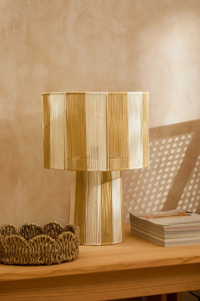 Salon i sypialnia Calma House lampa stołowa bawełniana 46 x 30 cm FARL4630BEI multicolor