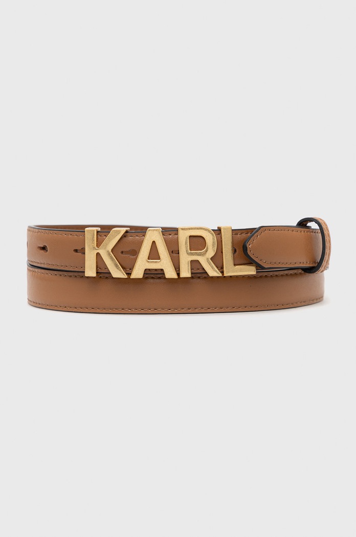Kožený opasok Karl Lagerfeld Planet friendly hnedá 225W3154