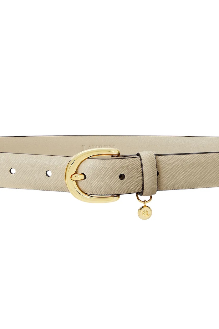 Lauren Ralph Lauren pasek damski skórzany 412802952 beżowy AA00