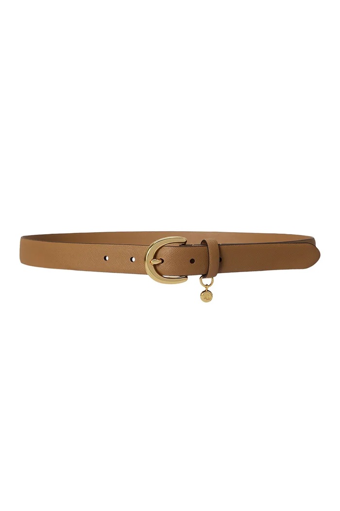 Lauren Ralph Lauren Pasek damski skórzany brązowy 412802952
