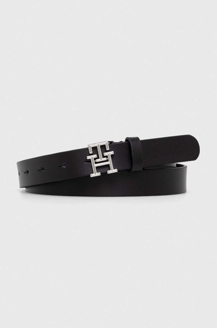 Δερμάτινη ζώνη Tommy Hilfiger μαύρο AW0AW15182.NOS