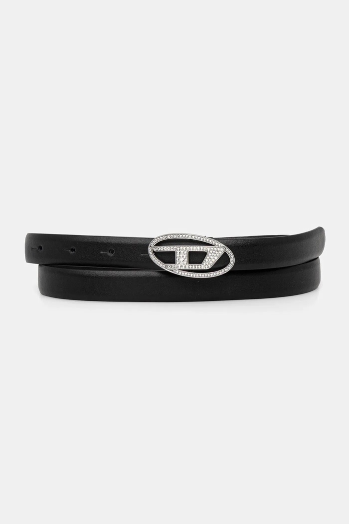 Diesel curea de piele OVAL D LOGO B-1DR STRASS 20 negru X09972.P6364