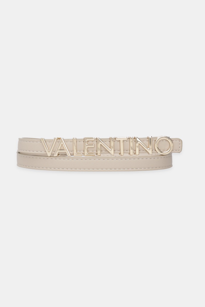 Δερμάτινη ζώνη Valentino Bags BELTY απομίμηση λείου δέρματος μπεζ VCS6W555
