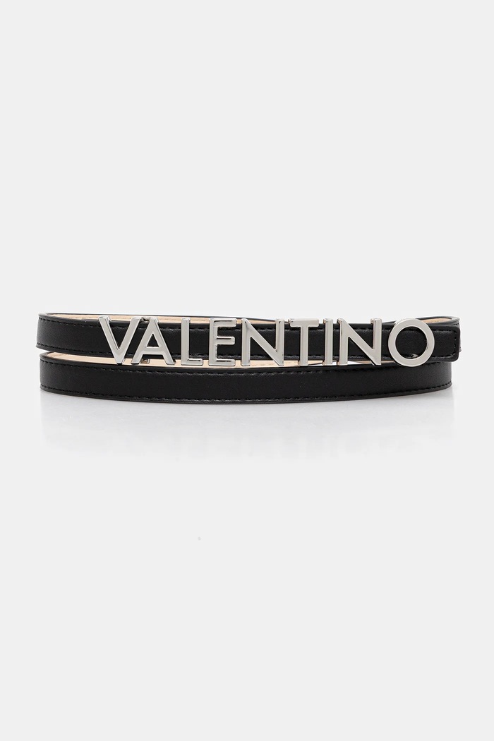 Kožený opasok Valentino Bags BELTY imitácia kože čierna VCS6W555