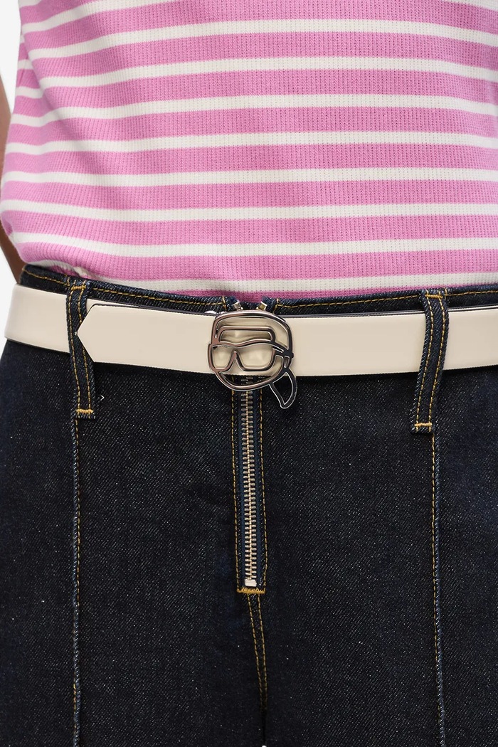 Karl Lagerfeld curea de piele cu două fețe IKON A4W33048 bej