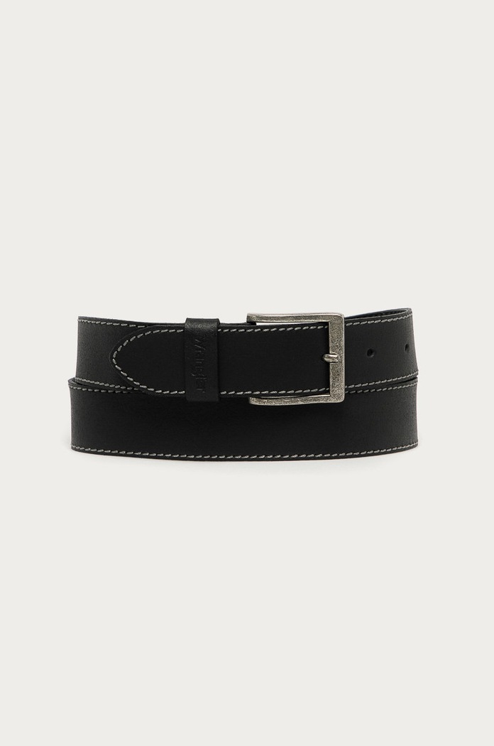 Wrangler - Pasek skórzany czarny W0081US01