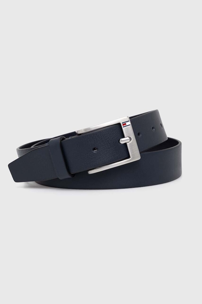 Kožený opasok Tommy Hilfiger tmavomodrá AM0AM08363