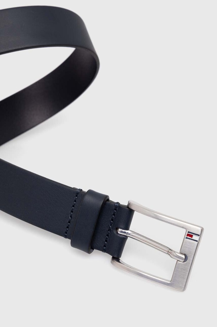 Kožený opasok Tommy Hilfiger AM0AM08363 tmavomodrá AA00