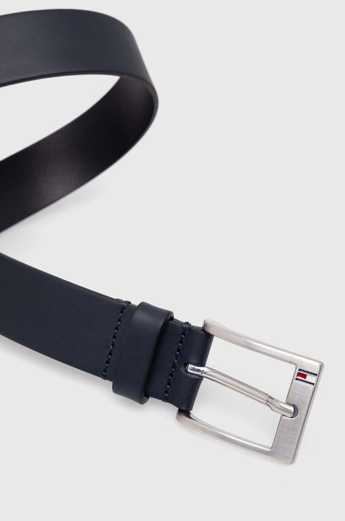 Kožený opasok Tommy Hilfiger AM0AM08363 tmavomodrá AA00