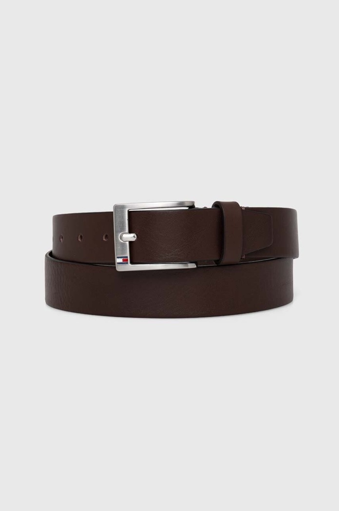Kožený opasok Tommy Hilfiger hnedá AM0AM08363