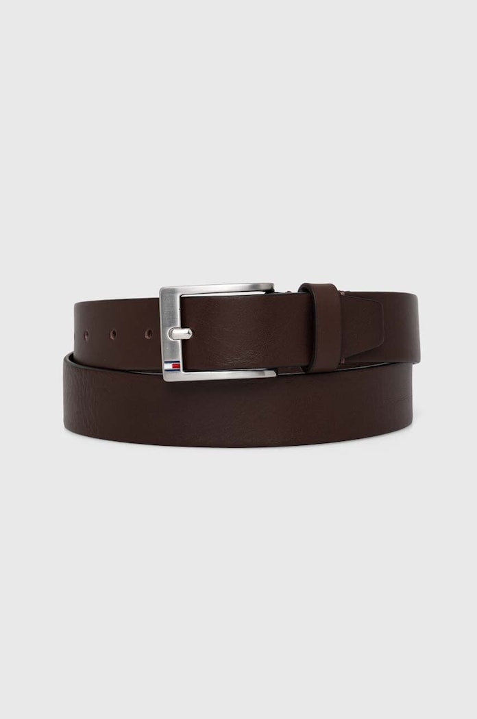 Kožený opasok Tommy Hilfiger hnedá AM0AM08363