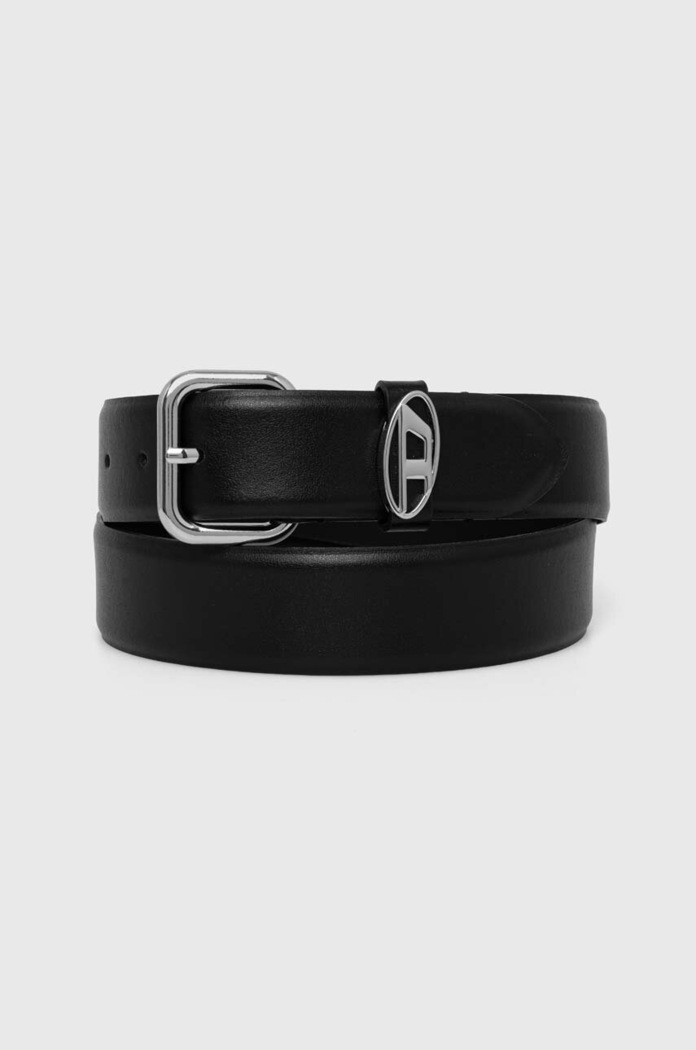 Кожаный ремень Diesel B-1DR OVAL D LOOP чёрный X10127.P6364