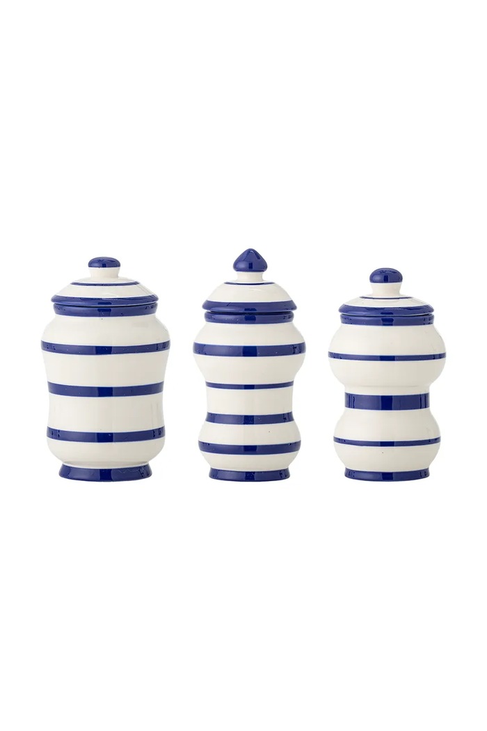 Δοχείο με καπάκι Bloomingville Maynard 525 / 370 / 325 ml 3-pack σκούρο μπλε 82072818
