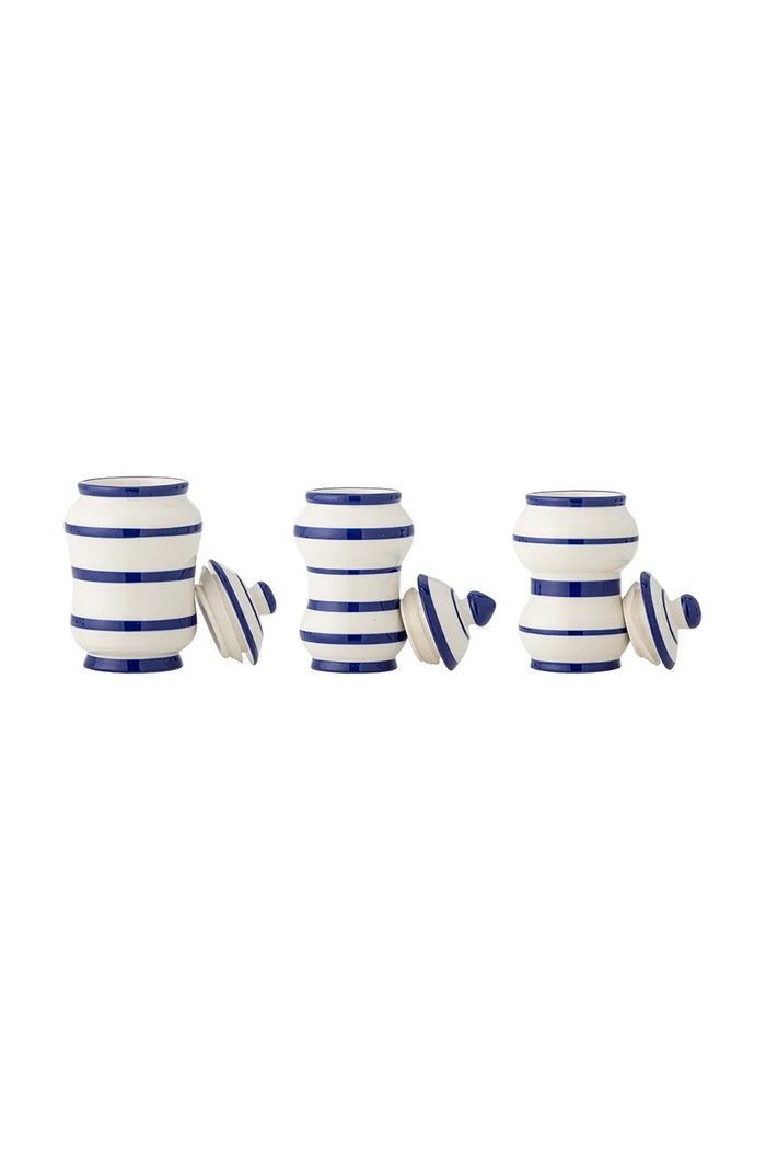 Δοχείο με καπάκι Bloomingville Maynard 525 / 370 / 325 ml 3-pack 82072818 σκούρο μπλε AA00