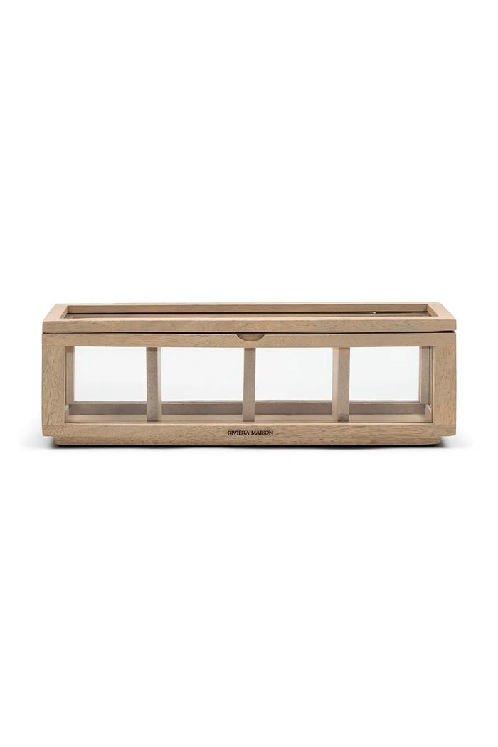 Riviera Maison Pudełko na herbatę z drewna mango 37 x 12 cm brązowy 563680
