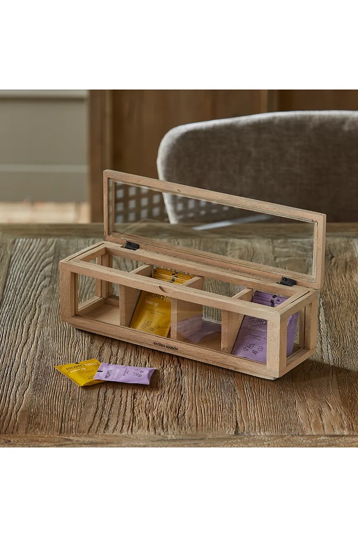 Kuchnia i bar Riviera Maison Pudełko na herbatę z drewna mango 37 x 12 cm 563680 brązowy