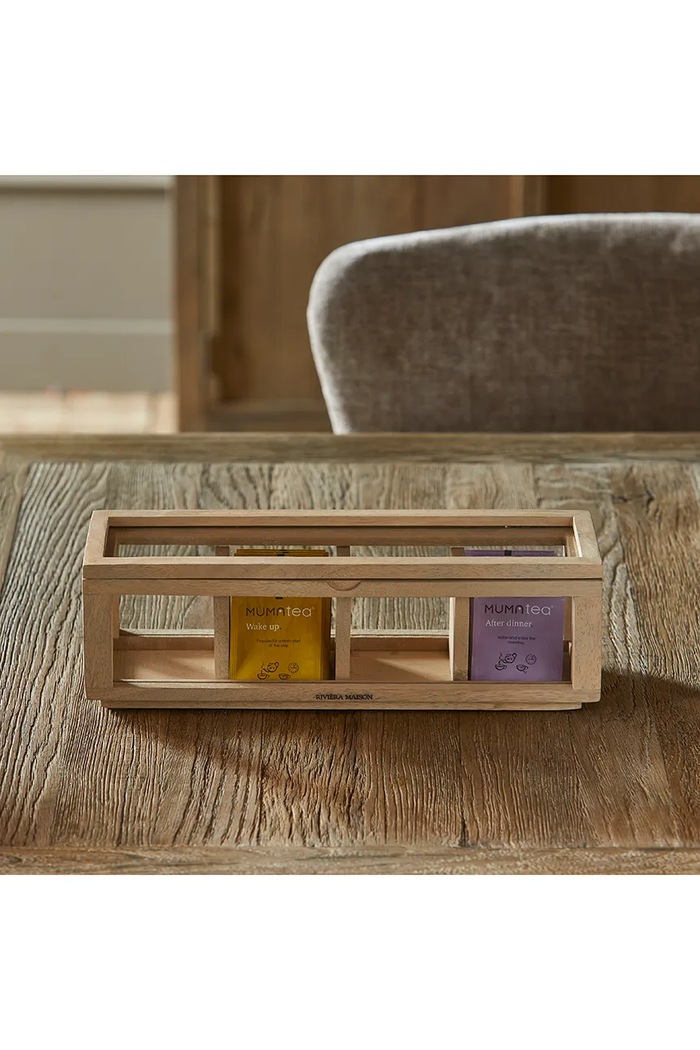 Pudełko na herbatę z drewna mango 37 x 12 cm Riviera Maison 563680 brązowy
