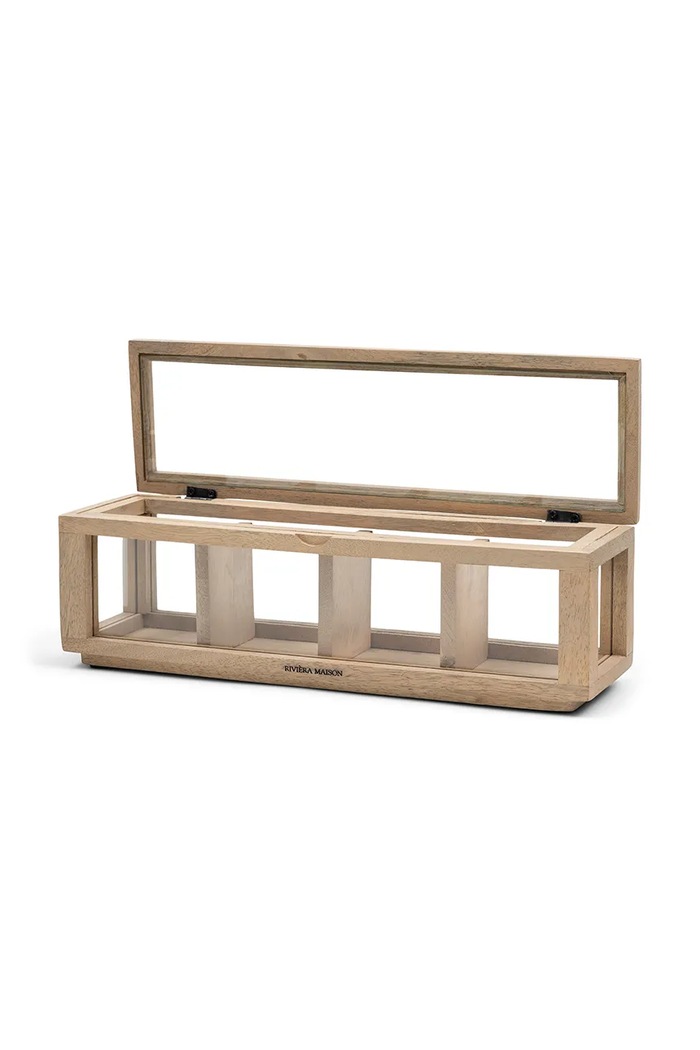 Riviera Maison Pudełko na herbatę z drewna mango 37 x 12 cm 563680 brązowy AA00