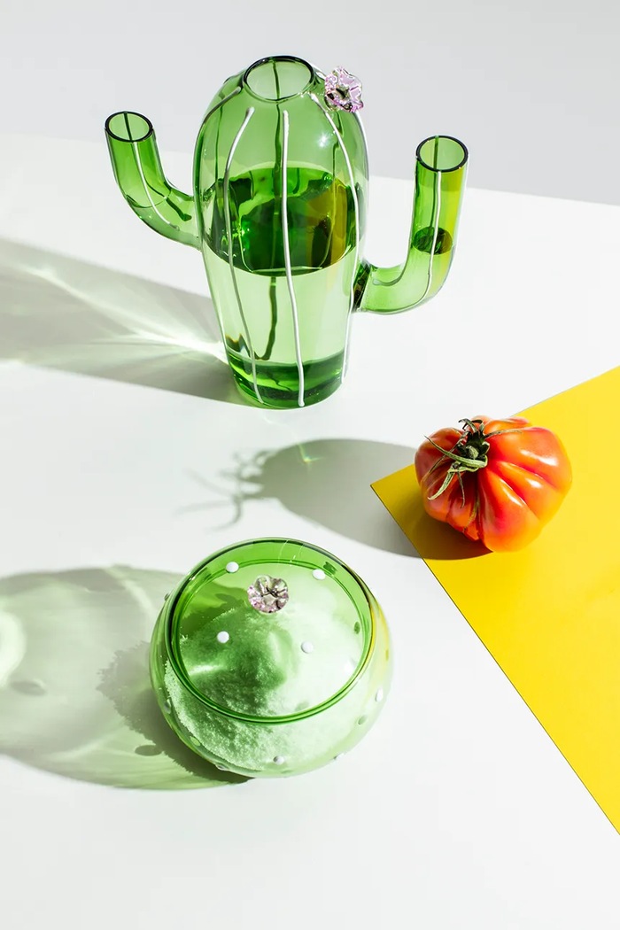 Ichendorf Milano Pojemnik z pokrywką ze szkła barwionego Desert Plants 700 ml 9352250 zielony AA00