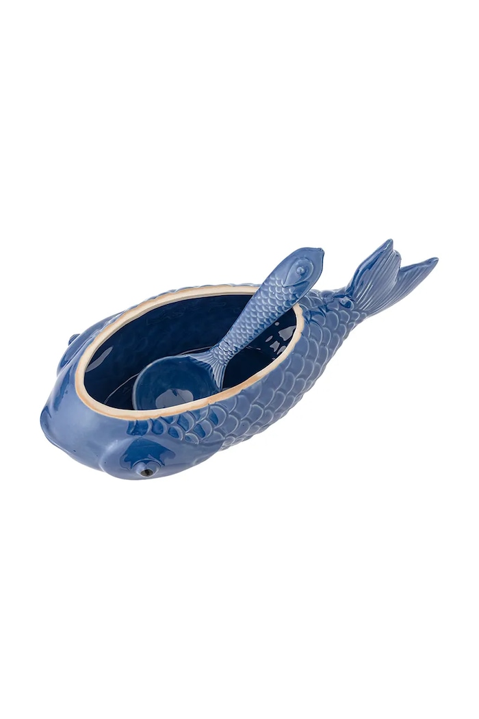 Pojemnik z pokrywką z kamionki 35,5 x 15,5 x 15 cm Bloomingville niebieski 82073131