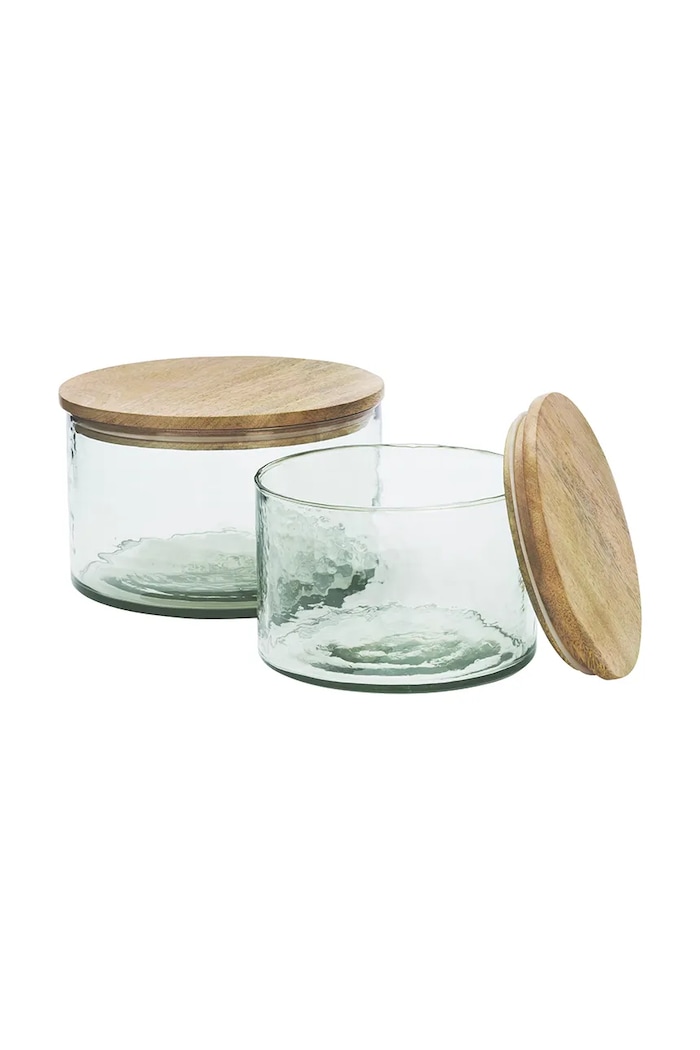 Madam Stoltz pojemnik na produkty sypkie ze szkła 16 x 11 cm EV.32601 brązowy AA00