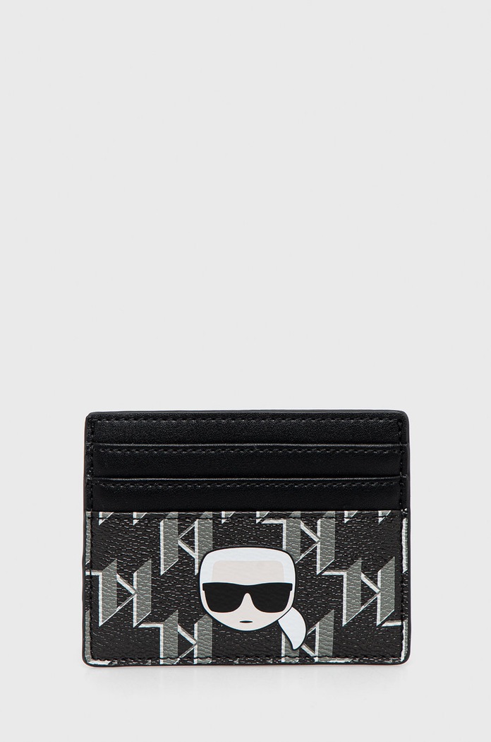 Pouzdro na karty Karl Lagerfeld imitace kůže černá 225W3217