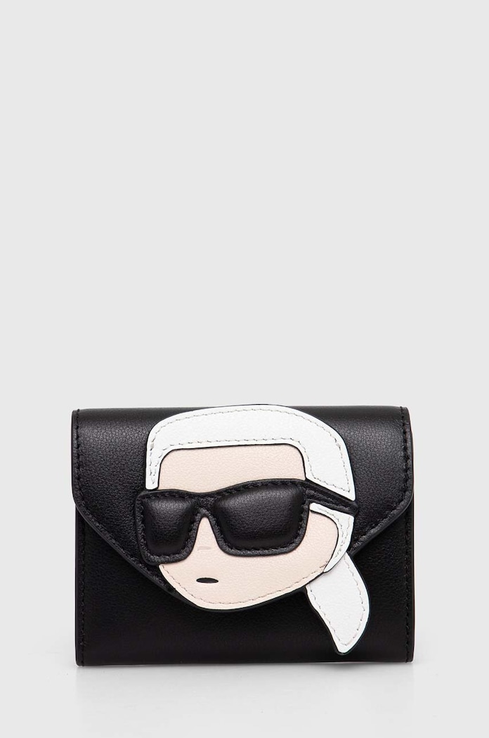 Kožená peněženka Karl Lagerfeld přírodní kůže černá 245W3214