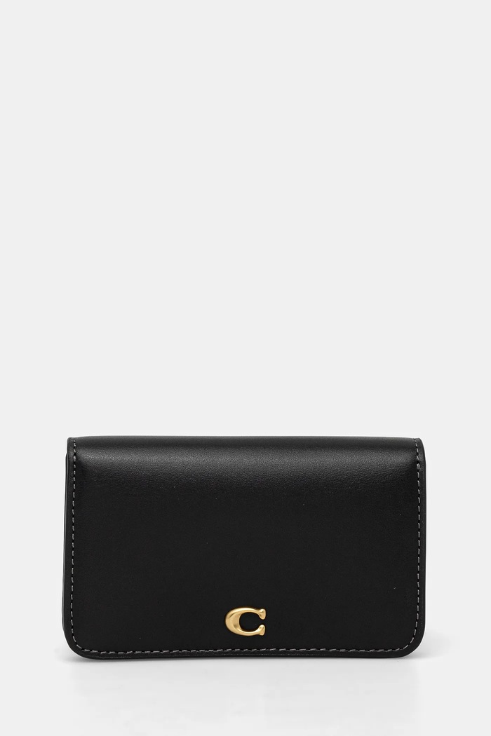 Coach портфейл от кожа дамски изчистен черен CR990