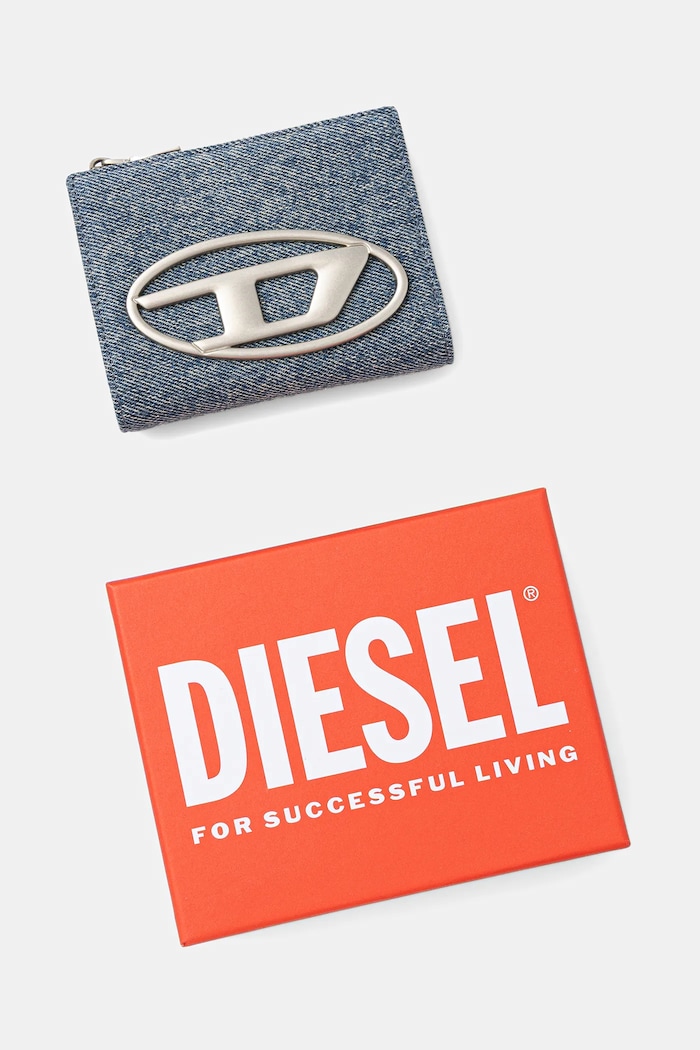 Diesel portfel bawełniany 1DR 1DR BI-FOLD ZIP II niebieski X09888.P1730