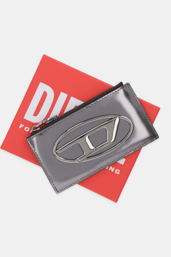 Kožená peňaženka Diesel 1DR 1DR CARD HOLDER III sivá X10270.PS202