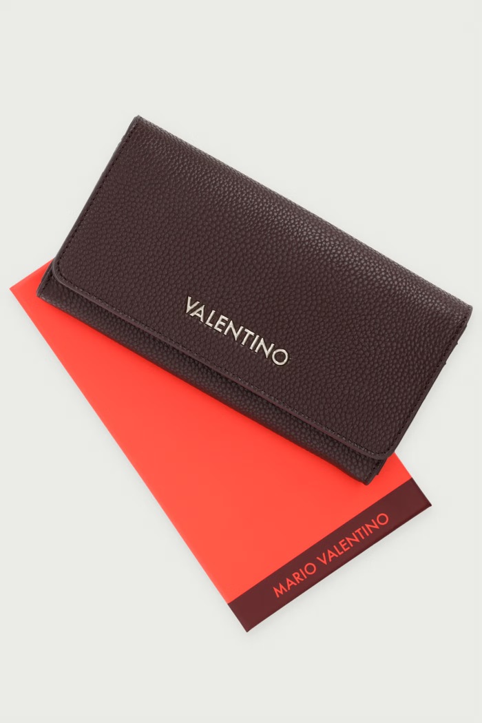 Portfel damski z imitacji skóry BRIXTON Valentino Bags brązowy VPS7LX113