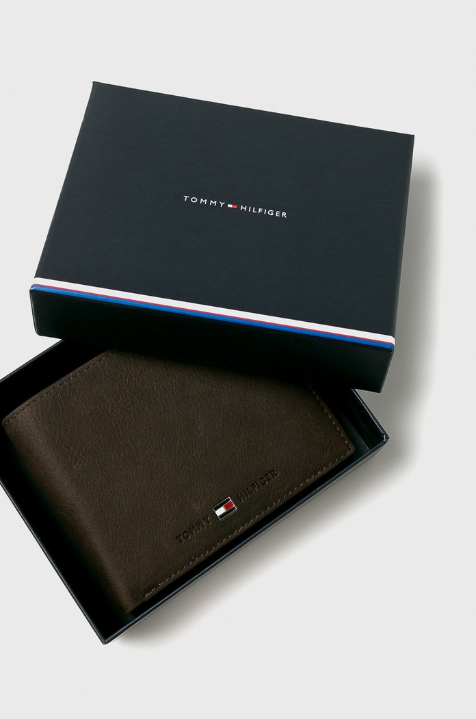 Tommy Hilfiger - Kožená peněženka Johnson hnědá AM0AM00665