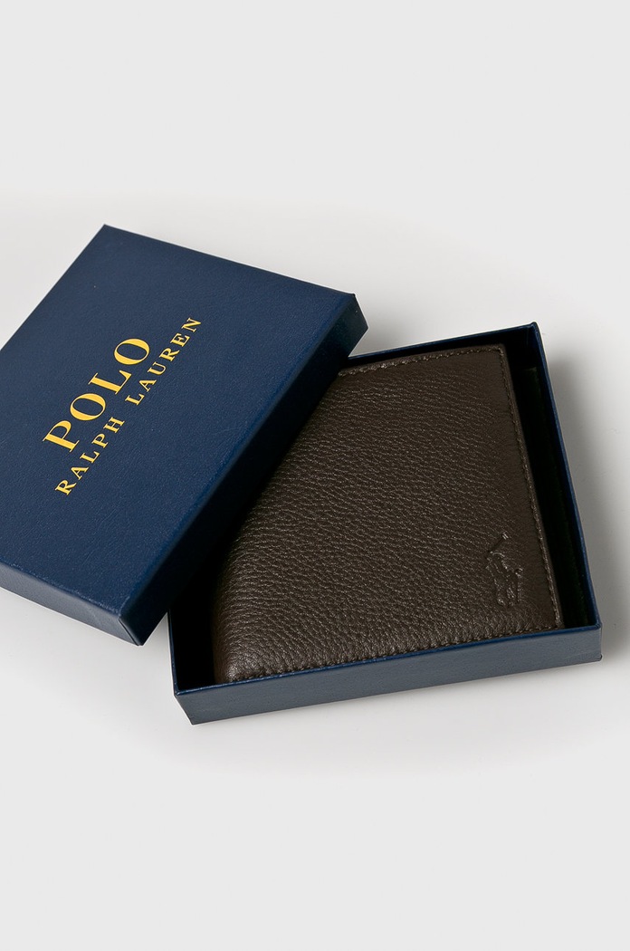 Kožená peněženka Polo Ralph Lauren hnědá 405526127001