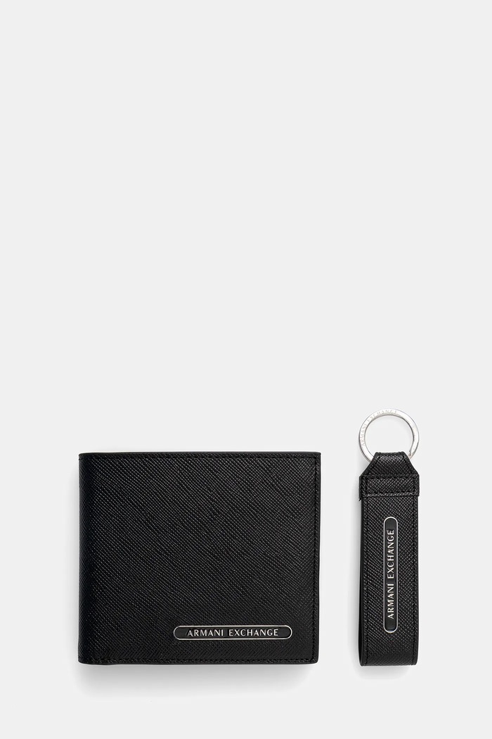 Kožená peněženka + klíčenka Armani Exchange přírodní kůže černá XM001275.AF12702.NOS