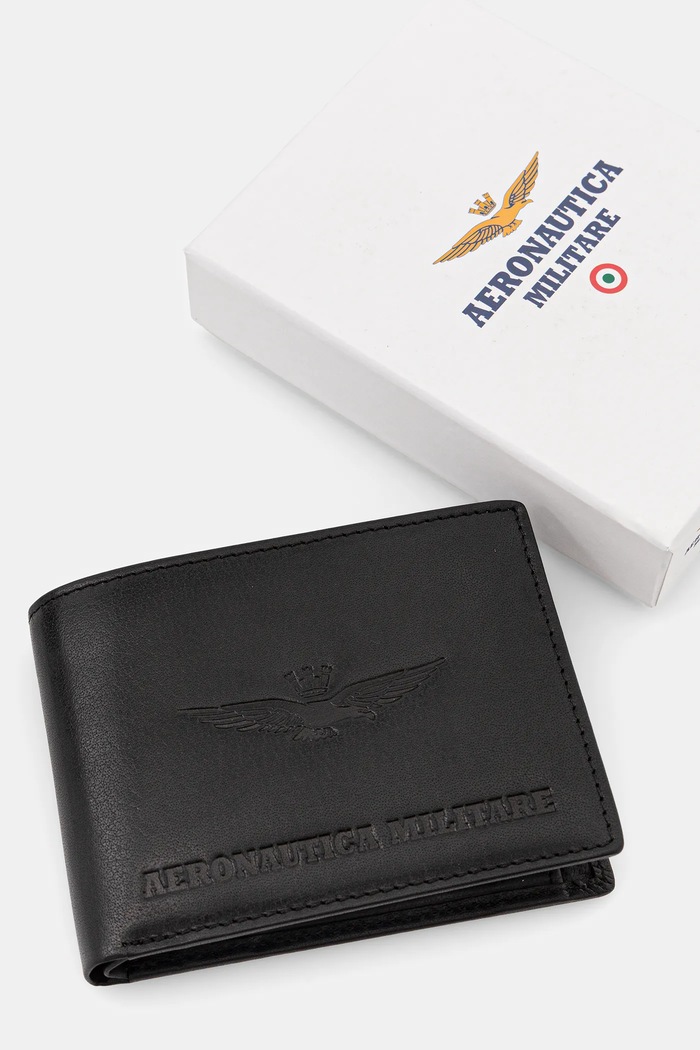 Kožená peňaženka Aeronautica Militare čierna AM241