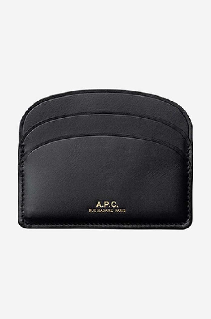 Kožené pouzdro na karty A.P.C. Porte-cartes Demi-lune PXAWV-F63270 BLACK přírodní kůže černá PXAWV.F63270