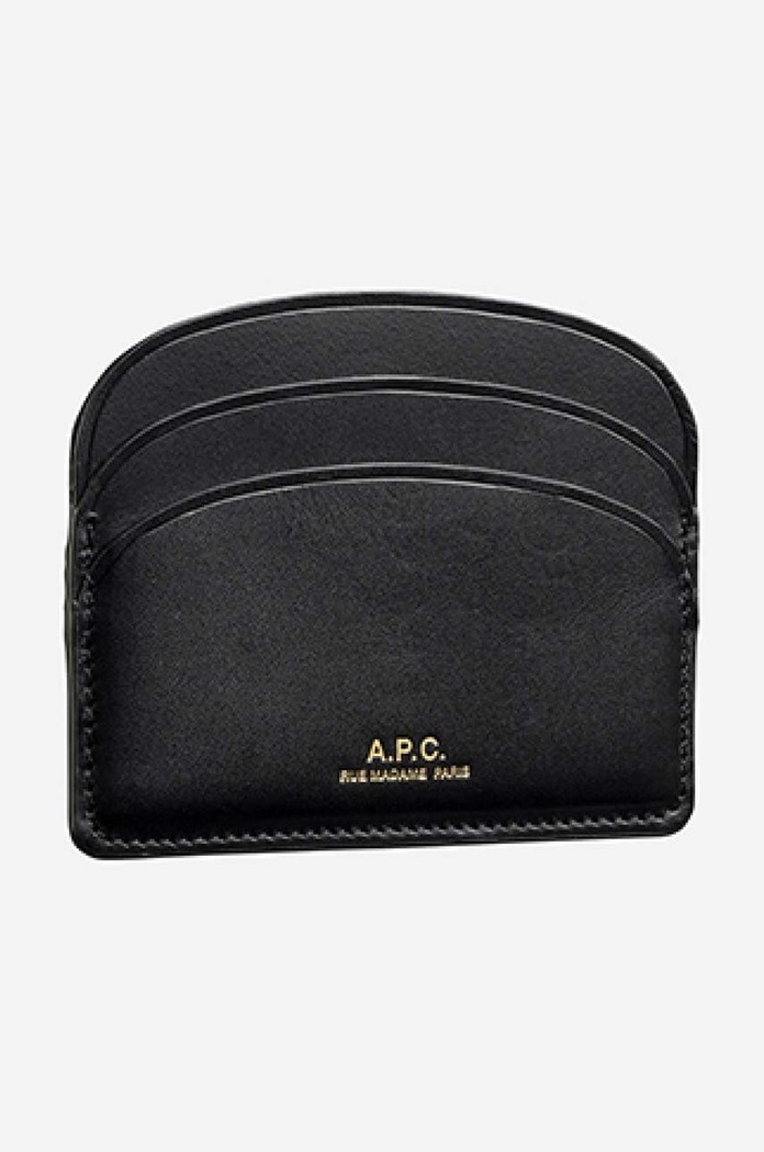 Kožené pouzdro na karty A.P.C. Porte-cartes Demi-lune PXAWV-F63270 BLACK černá PXAWV.F63270