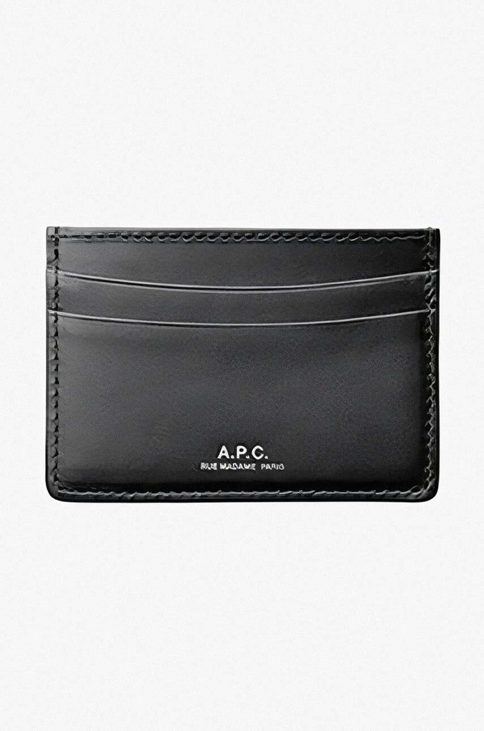 A.P.C. leather card holder Cartes Andre grain leather black PXAWV.H63028