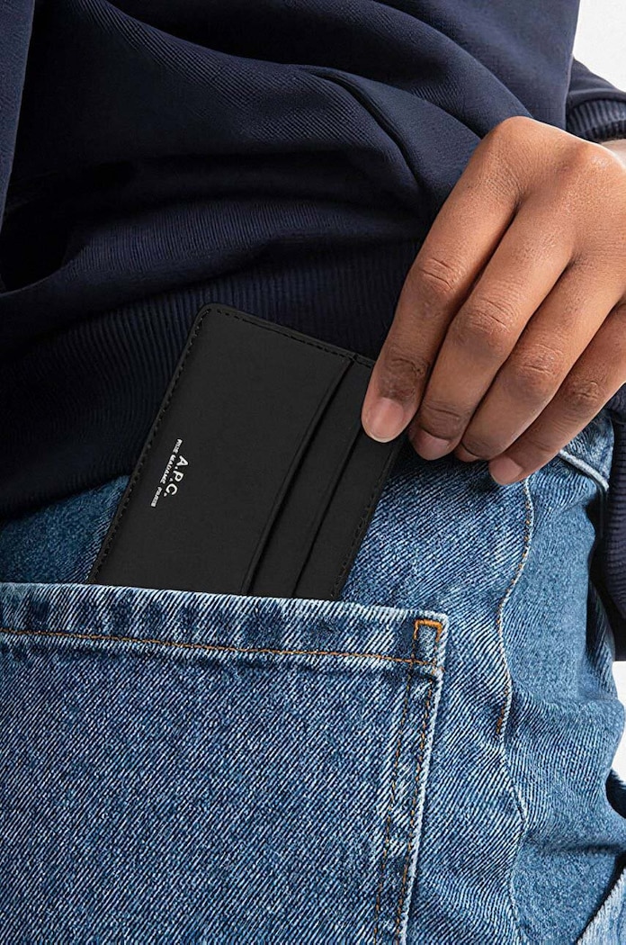 A.P.C. leather card holder Cartes Andre PXAWV.H63028 black SS25