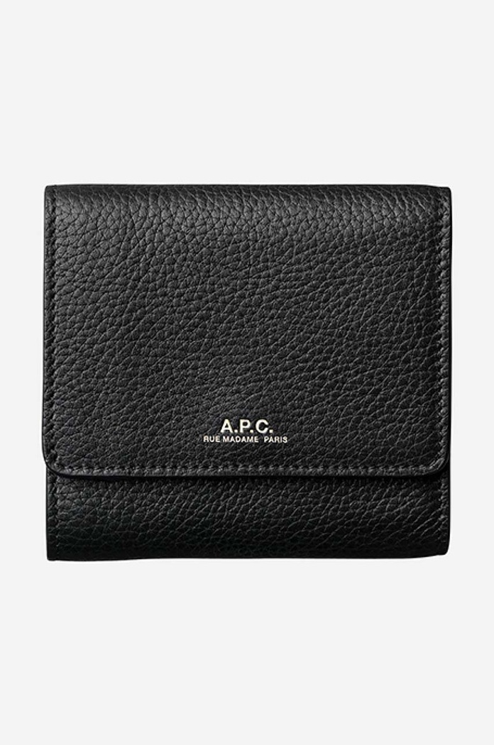 A.P.C. leather wallet Compact Lois grain leather black PXBLH.H63453