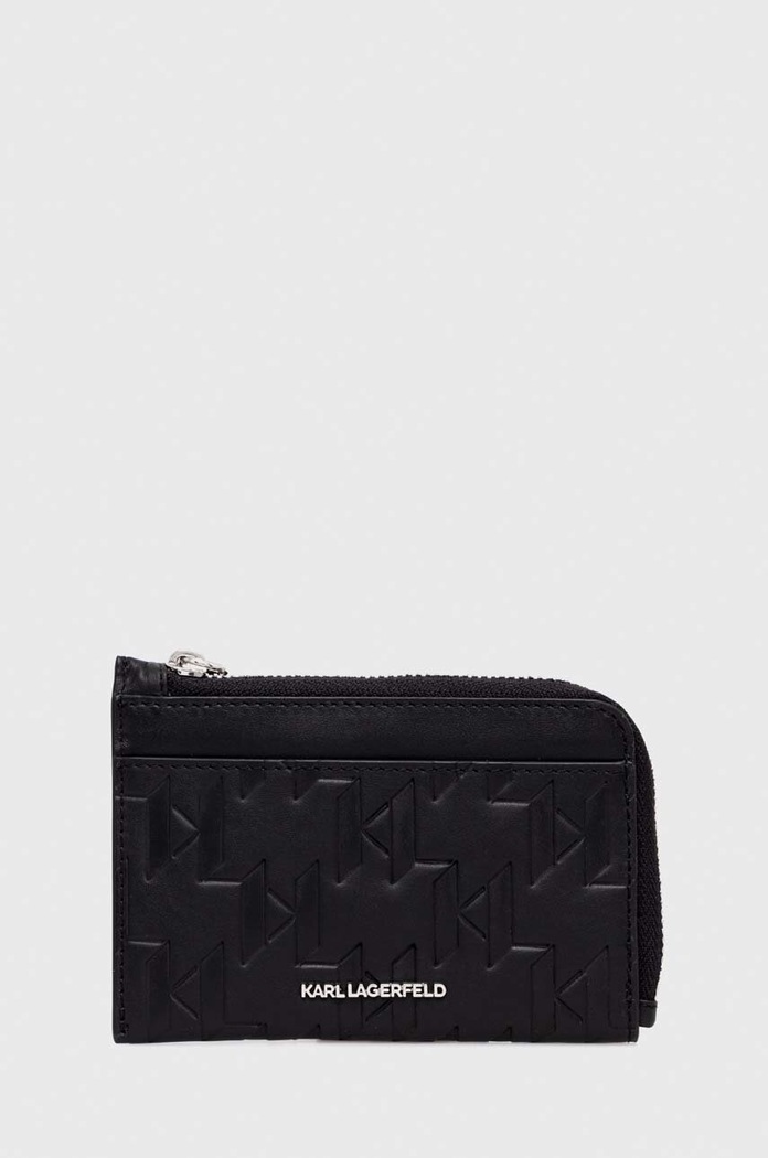 Шкіряний гаманець Karl Lagerfeld лицьова шкіра чорний 240M3221
