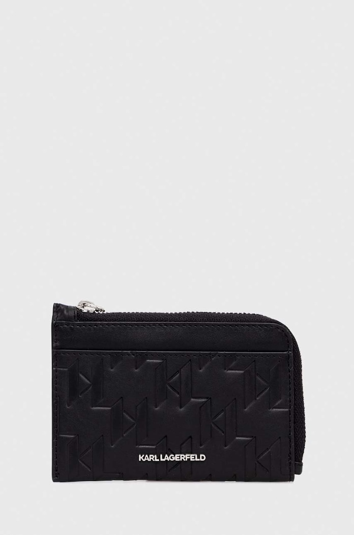 Шкіряний гаманець Karl Lagerfeld лицьова шкіра чорний 240M3221