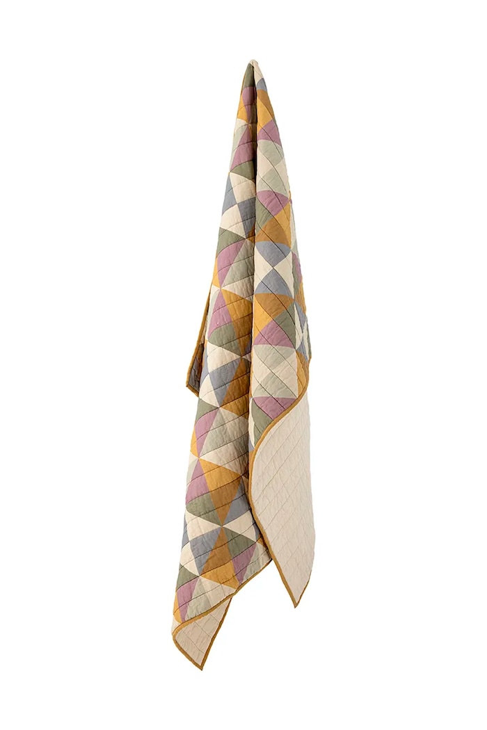 Bloomingville cuvertură de pat din bumbac Crewe 150 x 125 cm 82062137 galben AA00